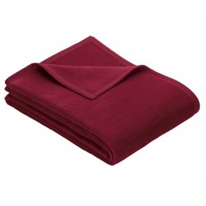 Ibena Tagesdecke Porto 180x220 cm - Baumwollmischdecke rot einfarbig, Wolldecke, Sofadecke kuschelweich