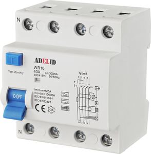 FI-Schutzschalter Typ B 40A 300mA 4-polig Wallbox Fehlerstromschutzschalter Allstromsensitiv RCD