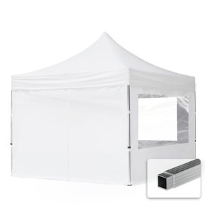 TOOLPORT Faltpavillon Faltzelt Pavillon 3x3m - 4 Seitenteile Aluminium 32mm Partyzelt 700N weiß