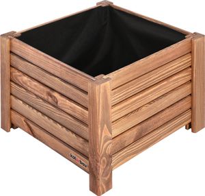 KOTARBAU® drevený kvetináč 38x38x30cm kvetináč borovicové drevo hnedý kvetináč