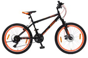 Amigo Next Level - Mountainbike 24 Zoll für Jungen und Mädchen - geeignet ab 135 cm - mit 21-Gang und Scheibenbremse - Schwarz/Orange