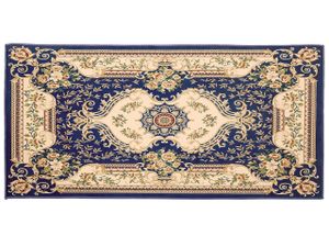 Teppich Blau 80 x 150 cm Kurzflor mit orientalischem Muster Bedruckt Rechteckig Extravagantes Design