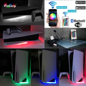 Wifi Multicolor RGB LED USB Design Unterlage / Ständer Standfuß Acryl für PlayStation 5 PS5 Disc & Digital Edition