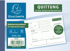 Exacompta Quittungsblock 262B DIN A6 2 x 50 Blatt