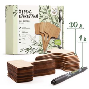 30x Pflanzschilder Kräuterschilder Pflanzenstecker Pflanzetiketten mit 1x Stift 