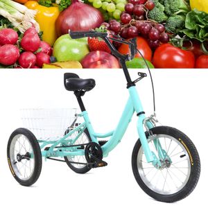 14 Zoll Dreirad Kinderdreirad Kinderfahrrad 3-Rad Balance-Bike mit Korb für Jungen & Mädchen 5-6 Jahre Grün