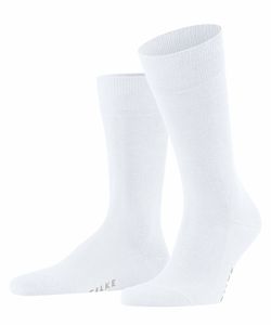 FALKE Herren Socken - Family SO, Allrounder Strümpfe, Uni, Baumwollmischung Weiß 43-46