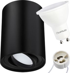 LUMILED LED stropné svietidlo pre povrchovú montáž bodové stropné svietidlo bodové otočné okrúhle čierne + LED GU10 6 W 230V neutrálna biela 4000K