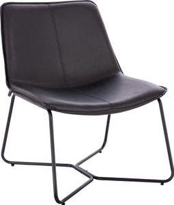 SVITA RON Loungesessel Cocktailsessel Clubsessel ohne Armlehnen Metall-Gestell Leder-Optik Schwarz