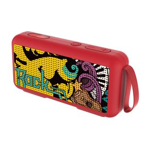 Tragbarer drahtloser Lautsprecher Bluetooth-kompatibler 5.0 HiFi Sound Creative Graffiti Stereo Mini Soundbox für draußen-Rot-Größen: Mehrfarben