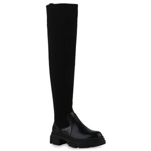 VAN HILL Dámska obuv s ľahkou podšívkou nad kolená, pletená, s profilovanou podrážkou 839602, farba: čierna, veľkosť: 37