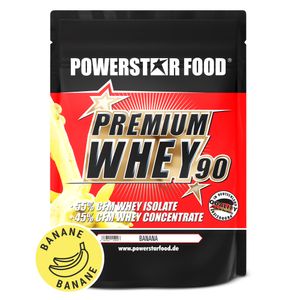 Powerstar PREMIUM WHEY 90 | 90% Protein i.Tr. | Whey-Protein-Pulver 850 g | 55% CFM Whey Isolat & 45% CFM Konzentrat | Eiweiß-Pulver Banana