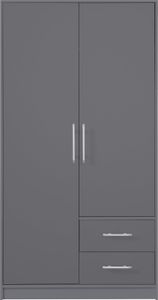 Kleiderschrank 100x190x56 cm SMART SR3 Schrank 2 Türen 2 Schubladen Anthrazit