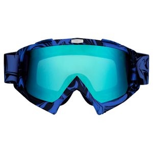 Motocross Brille blau mit blau-grünem Glas