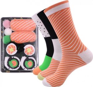 Flamenco Mystique 3er Set Sushi XXL Socken mit lustigem Aufdruck, Universalgröße, Baumwolle/Polyester