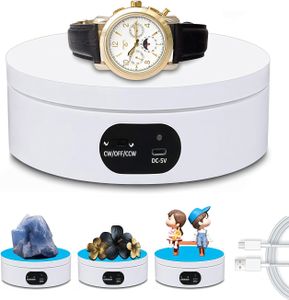 Drehteller, Elektrischer Drehteller, 360-Grad-Drehständer, Maximalbelastung 5KG, 12cm, Automatische Drehplattform für Produktanzeige, Weiß