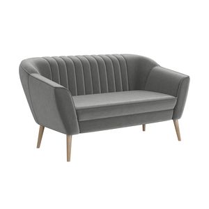 MEBLINI Mini Sofa 2-Sitzer für Wohnzimmer - Mini Lounge für zwei Personen - Küchensofa - Sofa Klein - KAIA - 2 - Hellgrau Samt