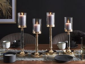 BELIANI Klassischer Kerzenständer Für Besonderes Flair Kerze Kerzen Deko Dekoration Gold Schwarz Elegant Glas