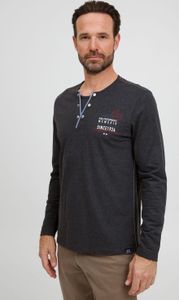 FQ1924 FQRolf Herren Longsleeve Langarmshirt Shirt mit Print und Henley-Ausschnitt aus 100% Baumwolle