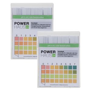 POWERHAUS24 Wasser pH Teststreifen, Messbereich von pH 0 bis 14, 2 x 100 Stück