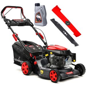 LEHMANN LGALM-2642 Benzin Rasenmäher | 42 cm Schnittbreite | 5-stufige Schnitthöhenverstellung 25-70 mm | 40 Liter Fangkorb