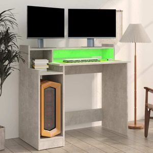 vidaXL Schreibtisch mit LEDs Betongrau 97x45x90 cm Holzwerkstoff vidaXL Schreibtisch mit LEDs Betongrau 97x45x90 cm Holzwerkstoff