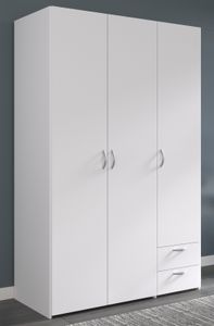 Kleiderschrank "Enjour" in weiß Drehtürenschrank 3-türig 120 cm, 5 Wäschefächer