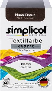 simplicol Textilfarbe expert, DIY Färbemittel für Stoff in verschiedenen Farben, Farbe:Nuss-Braun (1716), Größe:1er Pack