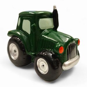 Spardose Traktor Sparschwein aus Keramik in Grün