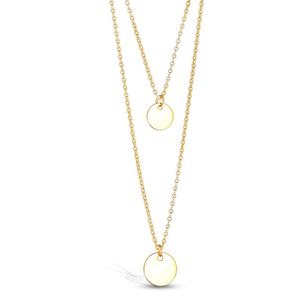 viva-adorno Edelstahl Damenkette mit Plättchen Coin Kette Halskette Runde Anhänger 50cm Länge HK43,gold