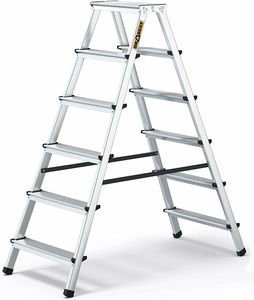Doppelseitige Leiter, Alu, 6 Stufen, belastbar bis 125 kg
