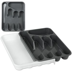 Besteckkasten 27-44cm Kunststoff ausziehbar Besteckfach für Schubladen Besteckeinsatz Schubladeneinsatz