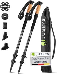 Juskys Nordic Walking Stöcke - 2 Alu Teleskop leicht & ausziehbar - Schwarz