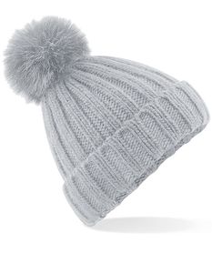 Beechfield Verbier Faux Fur Pop Pom Chunky Beanie