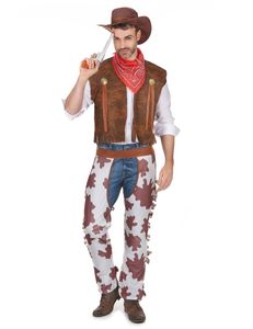 Klassisches Cowboy Kostüm Wildwest braun-weiss