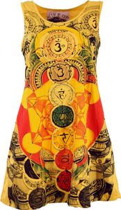 Mirror Tank Top, Longshirt, Minikleid - Meditation Om / Mustard Gelb, Damen, Baumwolle, Größe: S