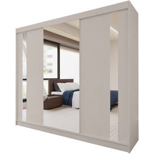 BEAUTYSOFA Schwebetürenschrank GAJA 240cm - modernes 3-türig Schrank mit Spiegel (Kaschmir)