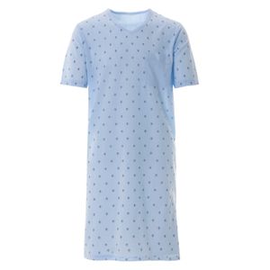Herren Nachthemd kurzarm mit Brusttasche Schlafshirt , Farbe:Hellblau, Größe:XL