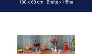 Küchenrückwand Rosen Holz Kanne Kirschen Blüten Gelb M1204 – Aluminium / 180cm / 60cm