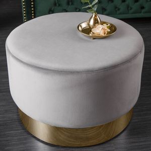 Eleganter Hocker MODERN BAROCK 55cm Samt silber gold Couchtisch