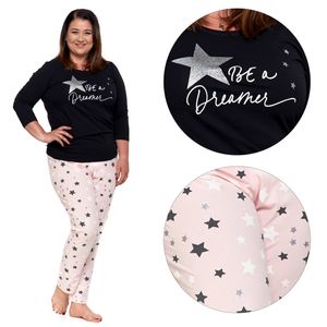 MORAJ Damen Schlafanzug Pyjama lang 2-Teiler Baumwolle Nachtanzug Pyjamahose - 5300-005 - 3XL
