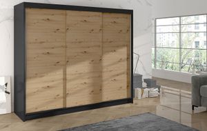 Šatní skříň DANIELLA 2 - šířka 200 cm, černá / dub artisan Šatní skříň DANIELLA 2 - šířka 200 cm, černá / dub artisan
