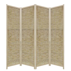 LW Collection Raumteiler 4 Paneele Bambus beige 170x160cm - Paravent - Trennwand