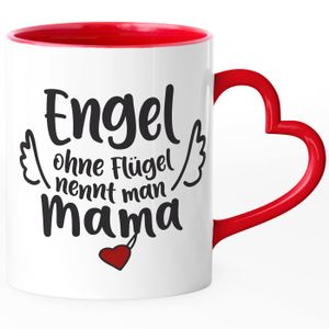 Kaffee-Tasse Engel ohne Flügel nennt man Mama / Papa Geschenk zum Vatertag Muttertag Dankeschön SpecialMe® Mama rot Herz-Tasse