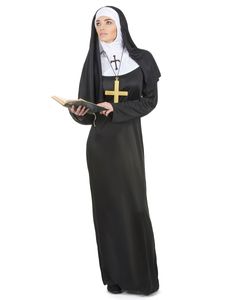 Nonnenkostüm Geistliche mit Haube schwarz-weiss