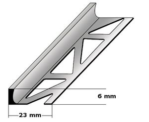 Fliesenprofil "Renesse" Fliesenabschlussprofil / Trennschiene für Fliesenabschlüsse, Höhe: 2 - 30 mm, Breite: 23 mm, aus Aluminium-silber eloxiert-6 mm