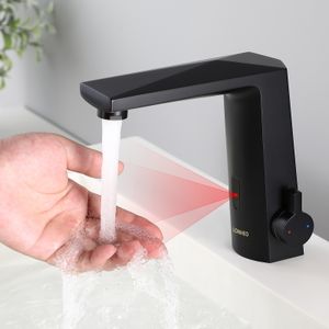 Lonheo Infrarot Sensor Wasserhahn Waschtischarmatur Automatik Waschbecken Einhebelmischer Mischbatterie, Schwarz