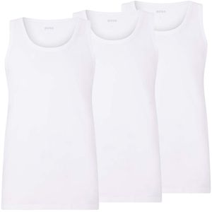 BOSS Herren Tank Top, 3er Pack - Unterhemd, Shirt, ärmellos, Rundhals, Baumwolle Weiß L