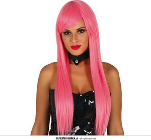 Dämon Karneval Perücke Lang Elegant Glatt Erwachsene Verschiedene Farben Stilvoll Fasching Haarmode, Farbe: Pink