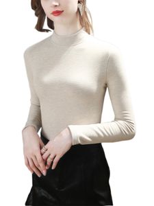 Damen Rundhalsausschnitt Wollhemd T-Shirt Arbeit Lässig Unifarbenes Oberteil Dunkel